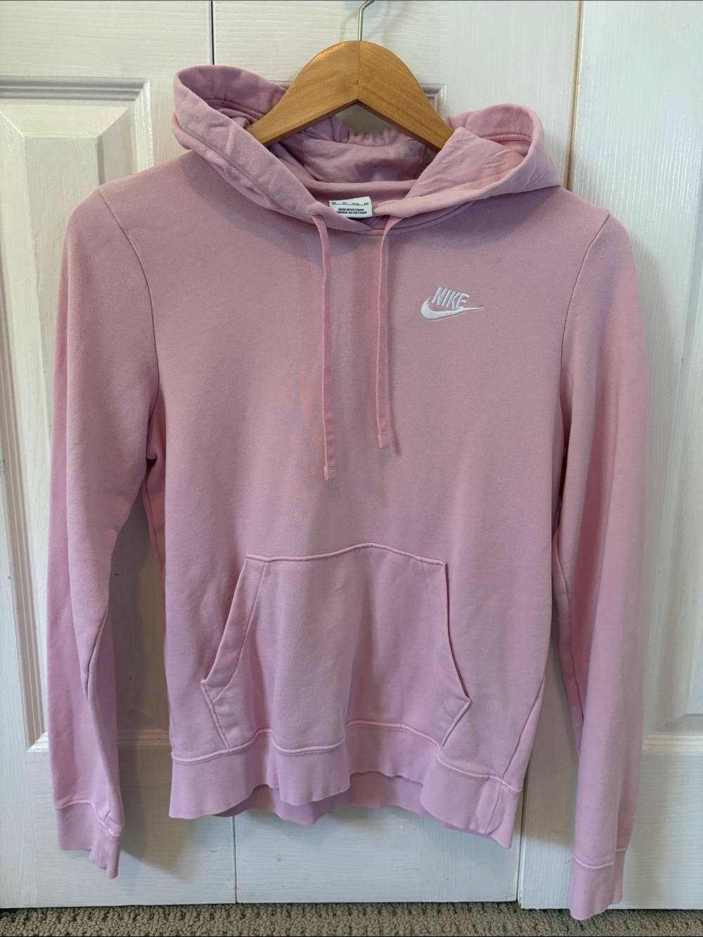 Nike Women's Light Pink Hoodie with White Swoosh